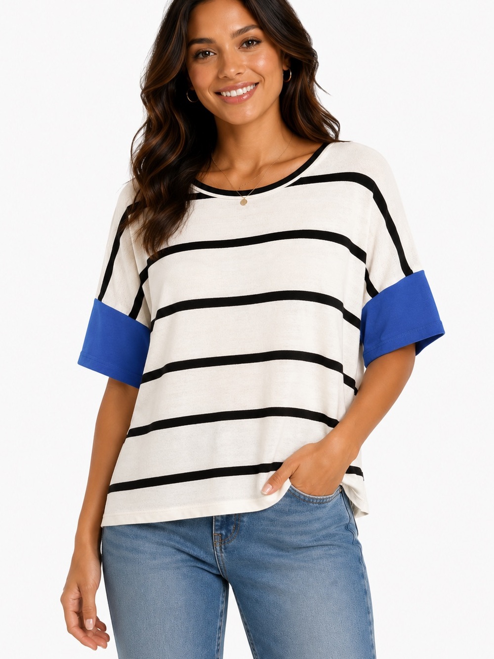 (A11) Selfie striped crop top, Size Large, EUC‎